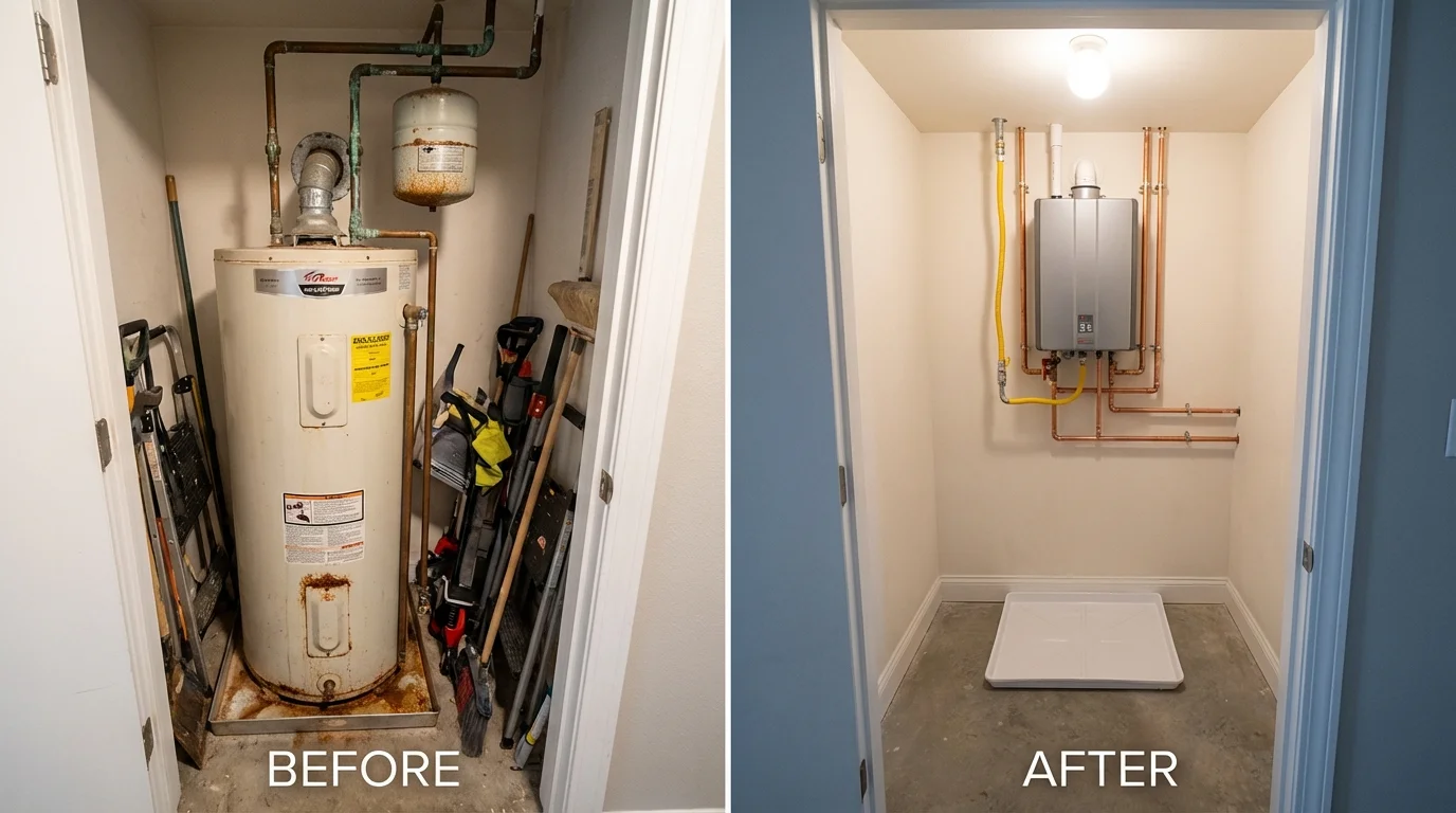 Tank water heater versus wall-mounted tankless unit comparison for Inman, SC homeowners